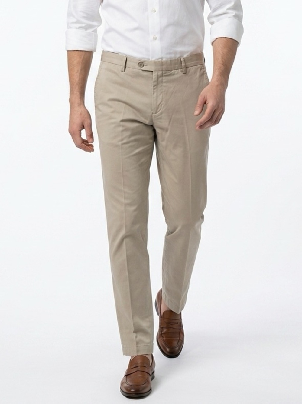 Jos A Bank Traveler Mens 34W x 29L‎ Dress Pants Tan Khaki Flat Front 100% Cotton